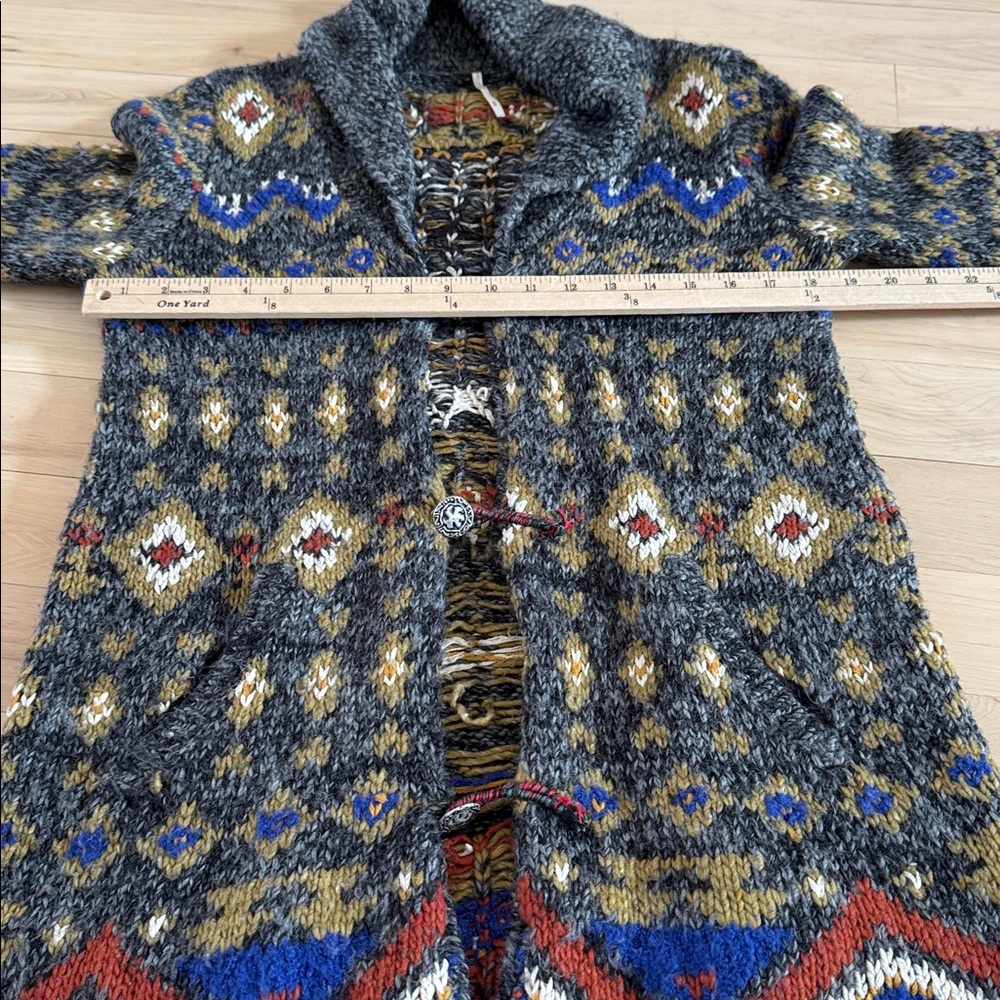 Free People Mascot Tiger wool-blend cardigan sweater coat-M-Boho-Y2K-Read - Picture 3 of 8